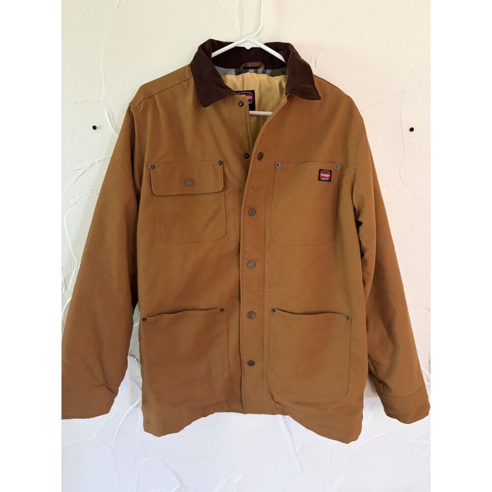 Wrangler Tan Brown Workwear Barn Chore Coat Casual Utility Oversized Jacket